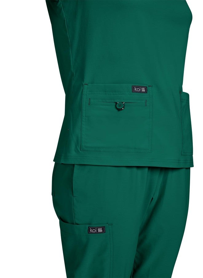 KOI Basics Becca Women's 4-Pocket Stretch Scrub Top Hunter Small - Image 3